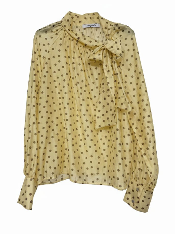 Camicia Luna - Giallo con pois marrone donna