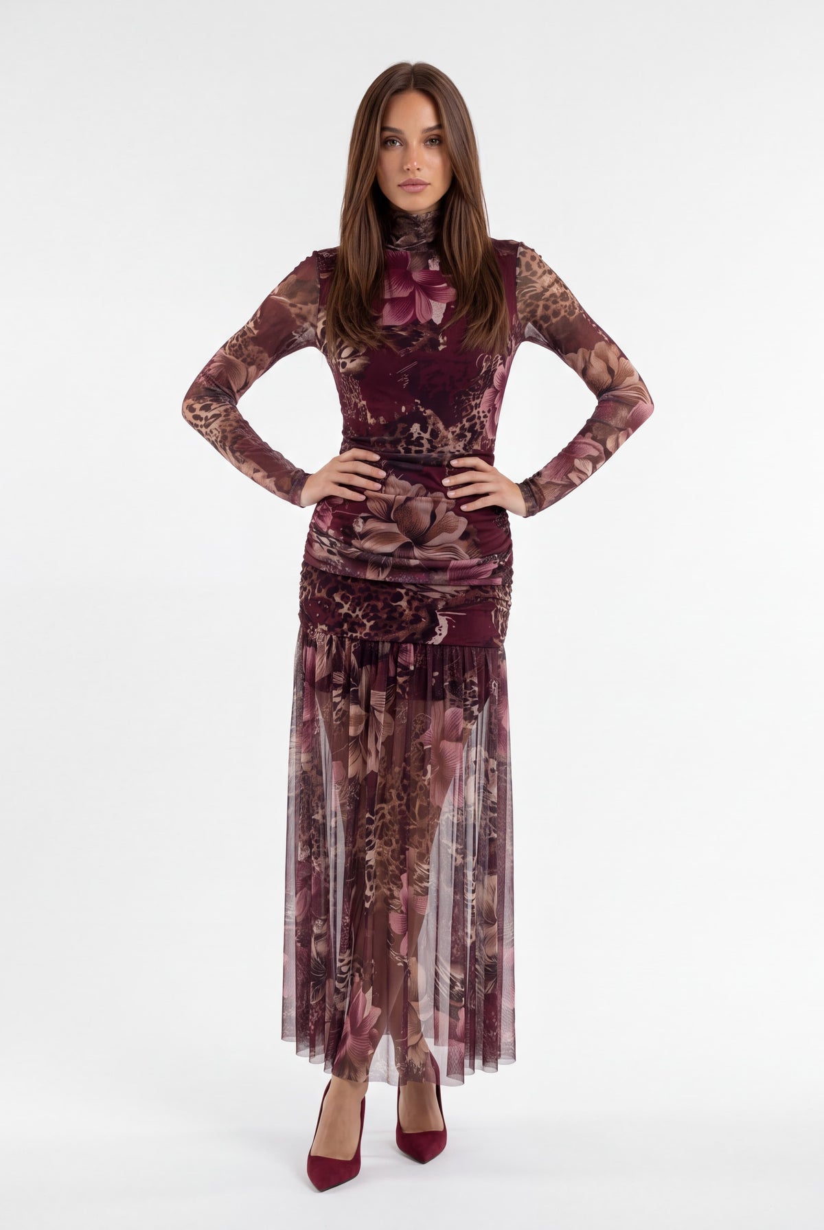 Abito Isabeau – Bordeaux / Animalier Abito donna