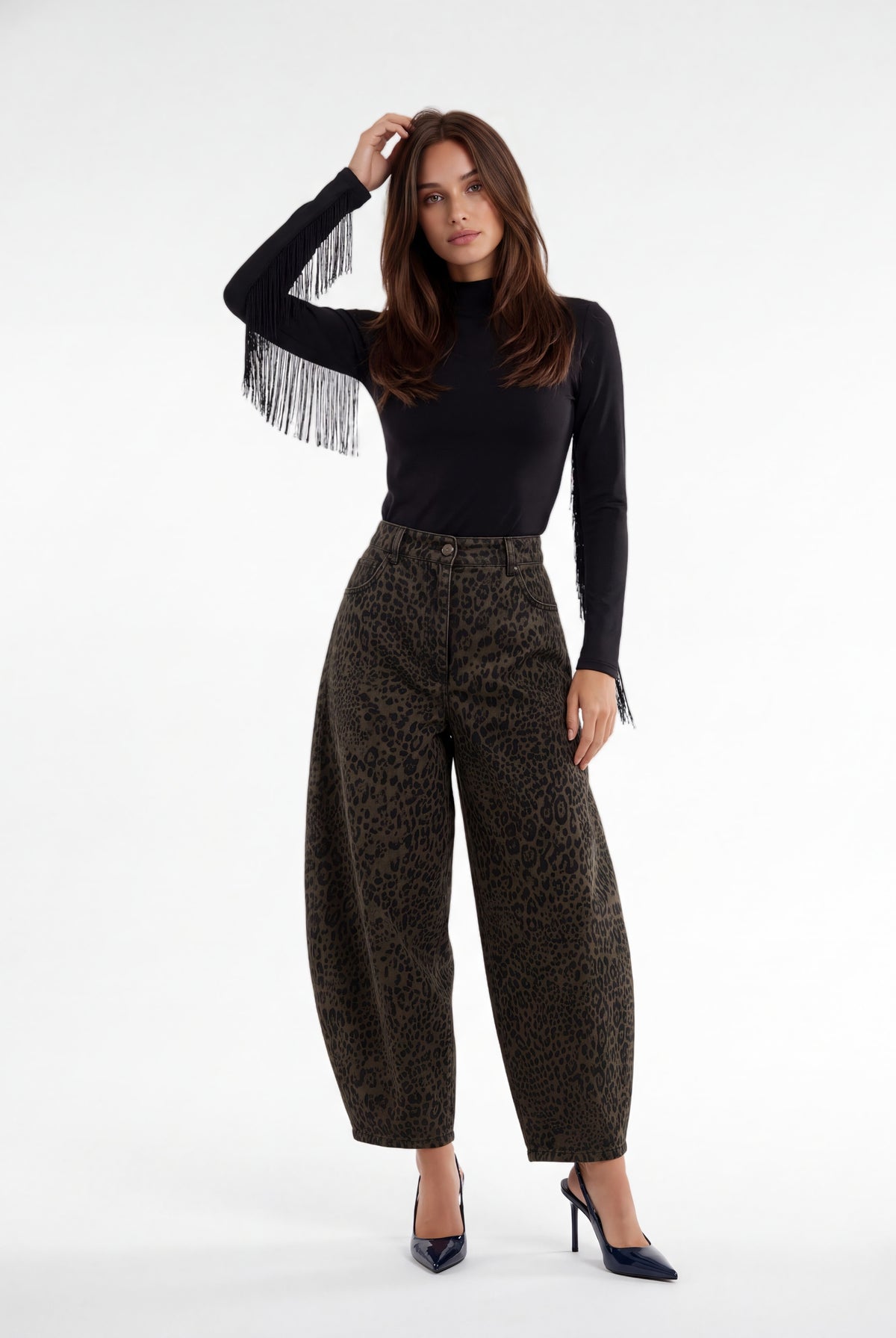 Pantalone Floriane – Animalier Verde Pantalone donna