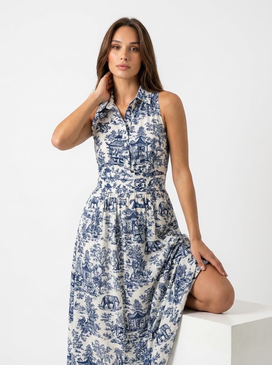 Abito Fiordaliso - Toile de jouy Blu donna