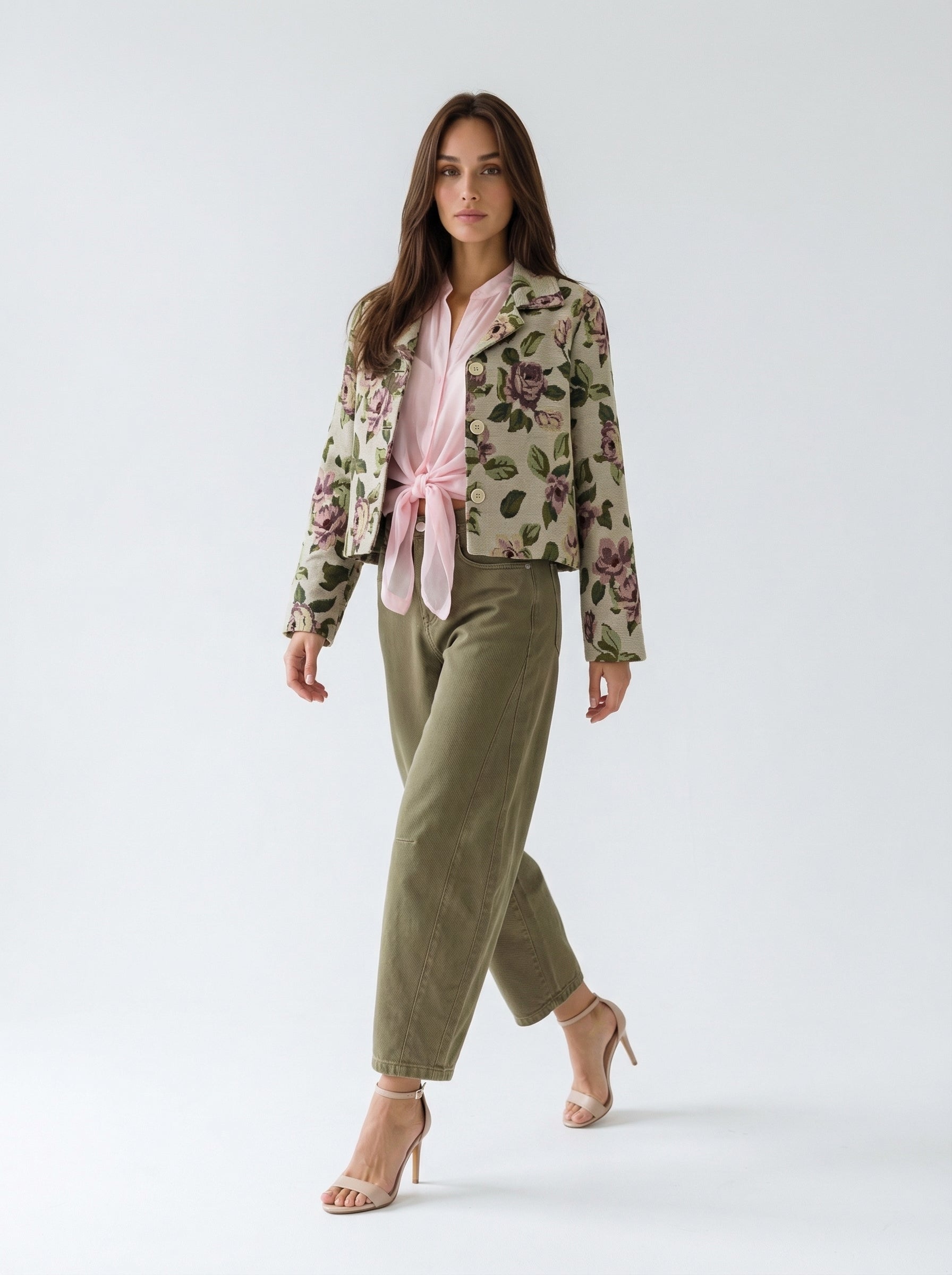 Blazer Camille jacquard floreale – Floral Rose donna