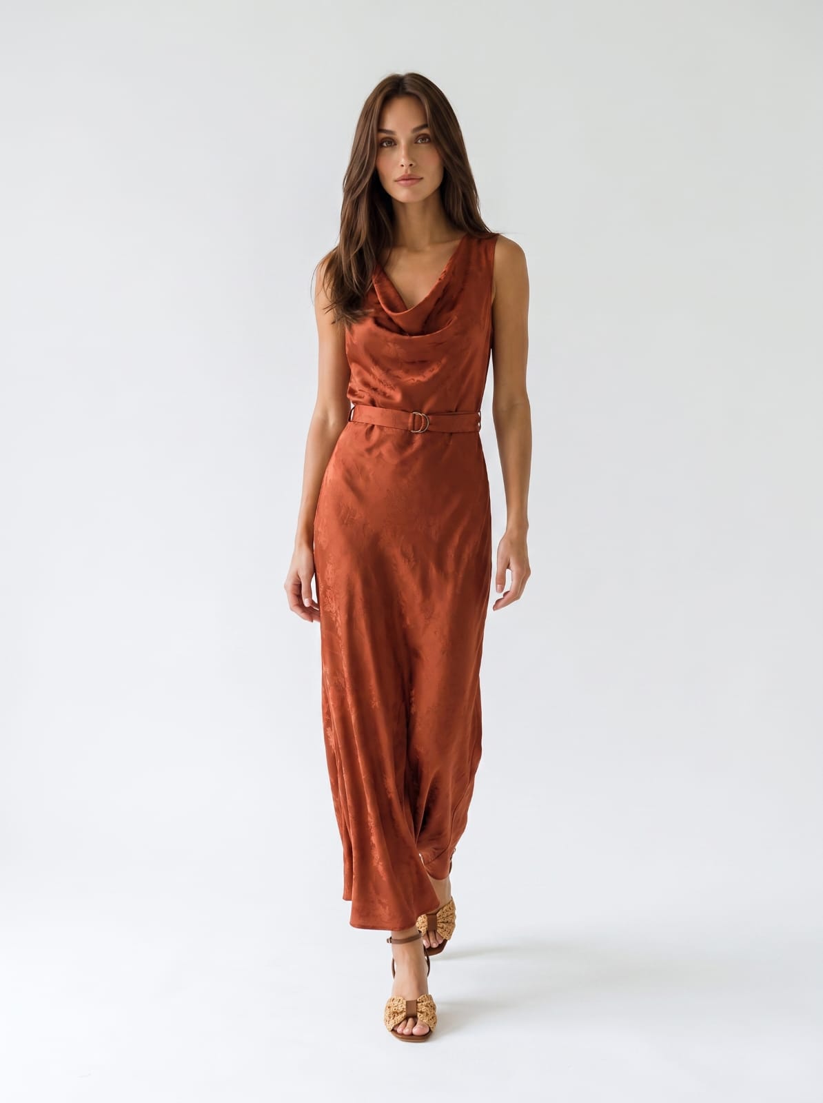 Abito Selene - Ruggine con ricamo donna