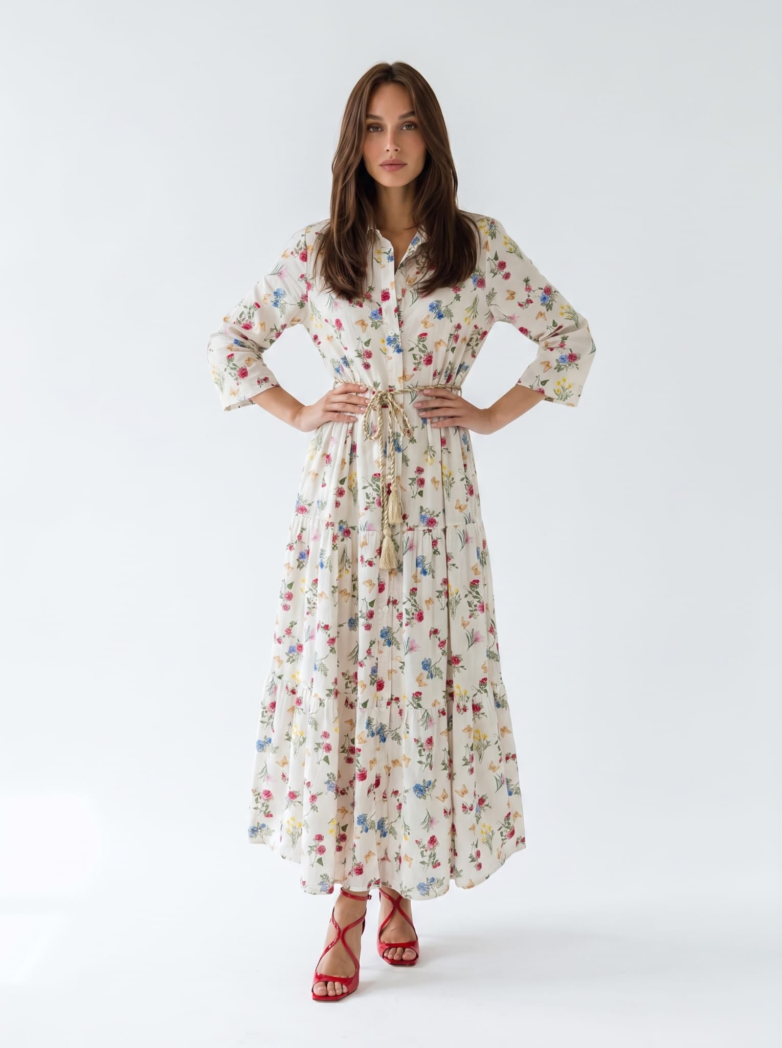 Abito Florelle chemisier in mussola - Burro Fiori multicolor donna