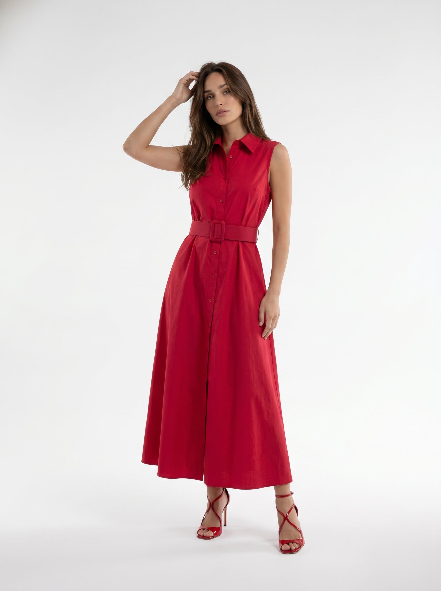 Abito Chemisier Olive - Rosso donna