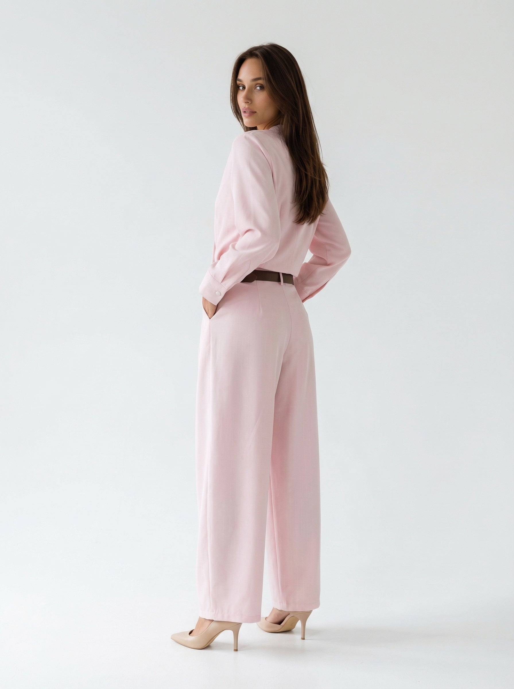 Pantalone Aylin ballon con cintura – rosa cipria donna