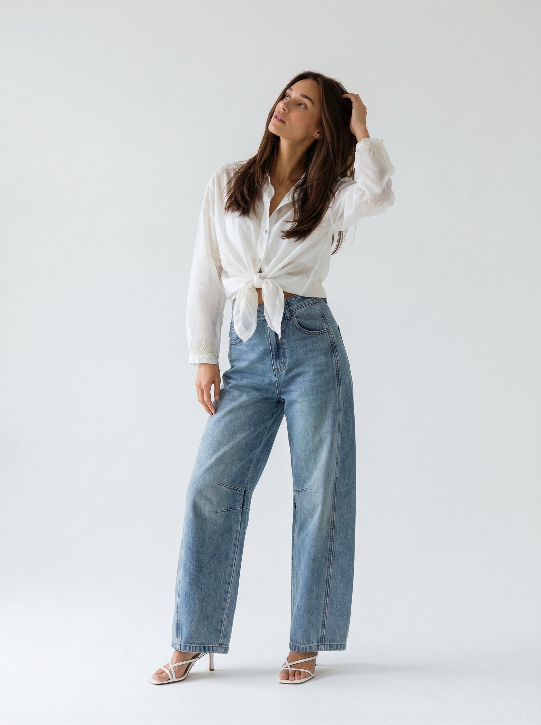 Camicia Nayla fluida con nodo – burro donna