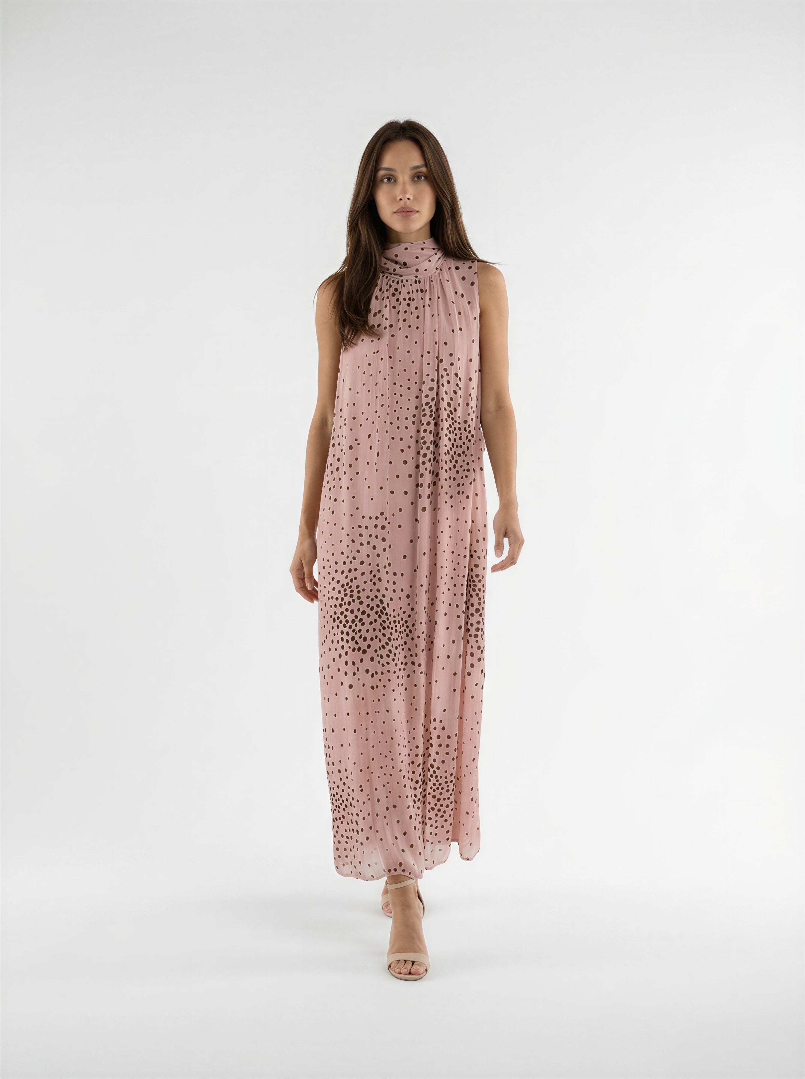 Abito Loresia - Rosa cipria pois marrone donna