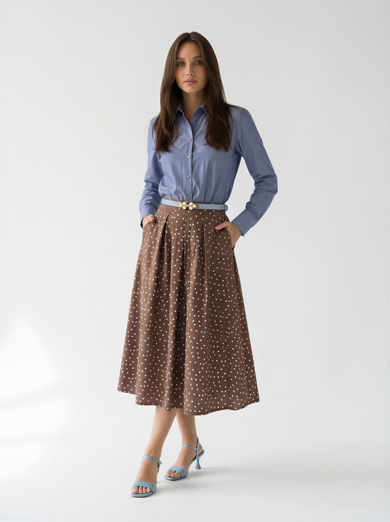 Camicia Elvia in cotone oxford - Azzurro polvere donna