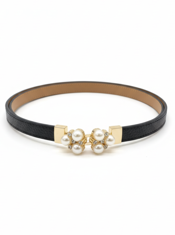 Cintura Perla in vera pelle con fibbia gioiello donna
