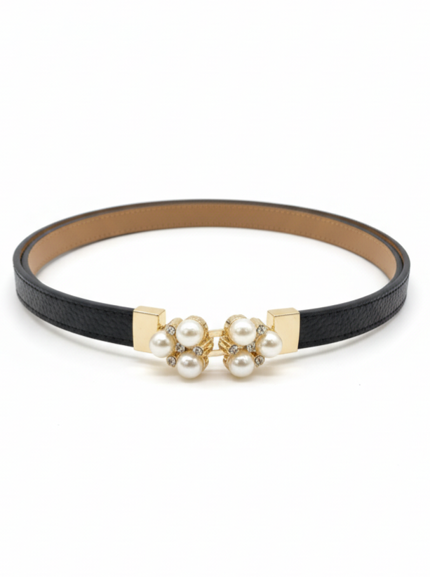 Cintura Perla in vera pelle con fibbia gioiello donna
