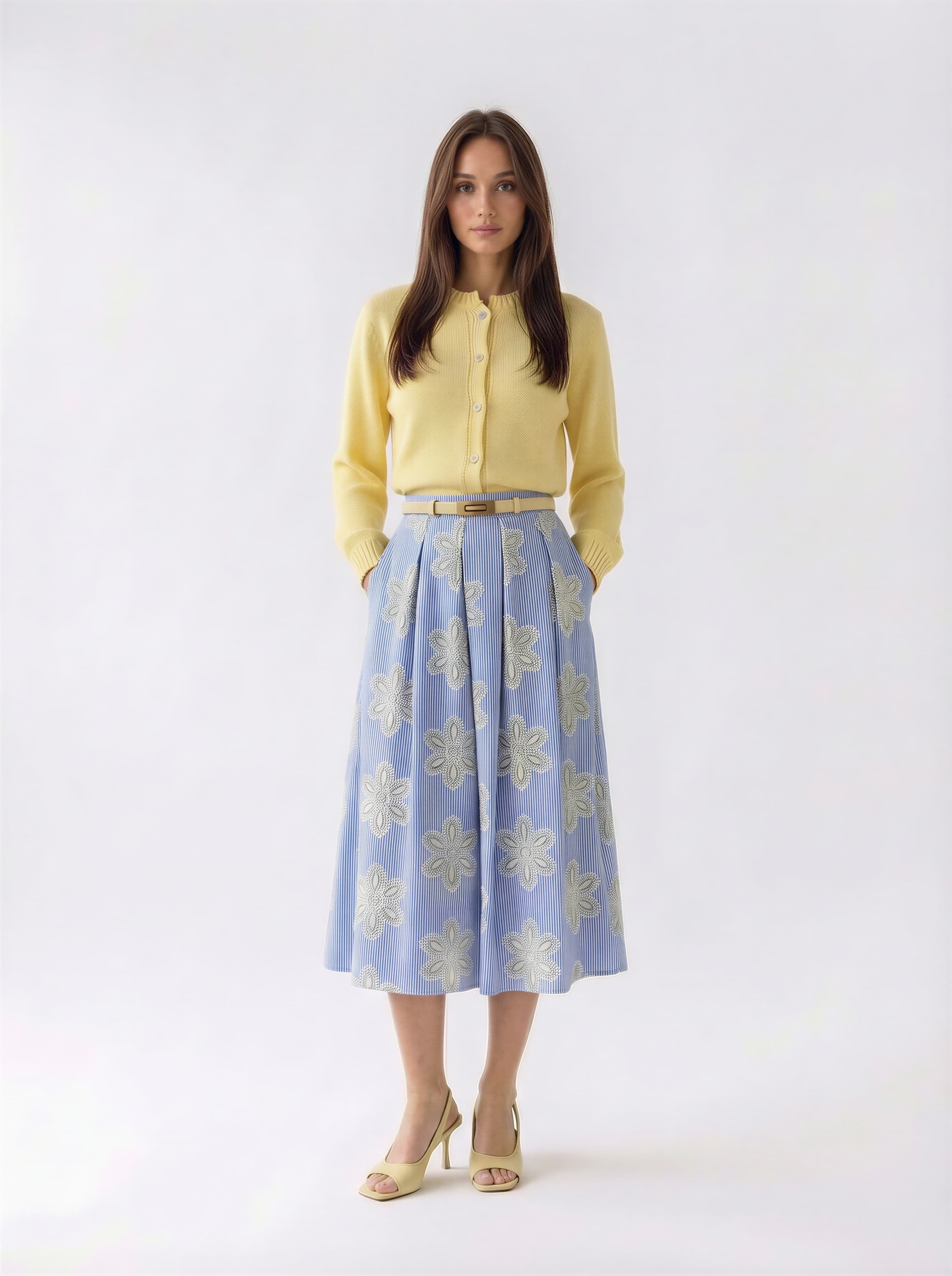 Gonna Livia- Azzurro rigato donna