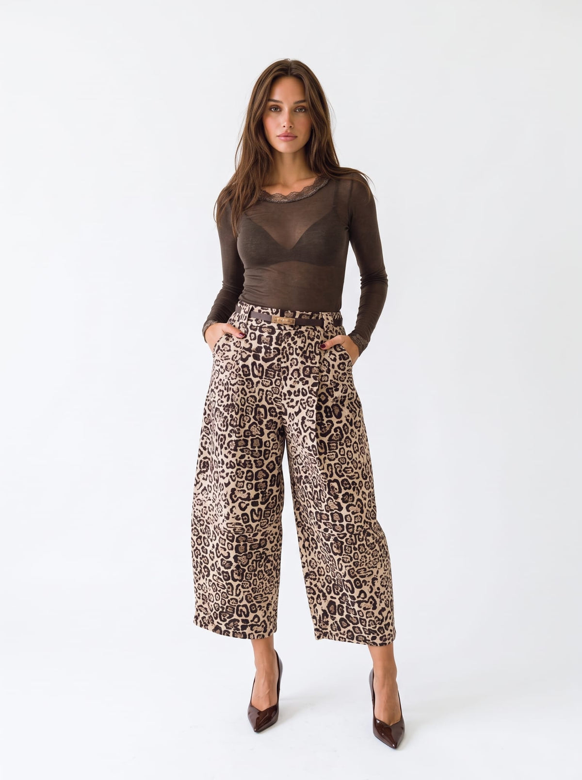 Pantalone Apolline – Animalier Beige Pantalone donna