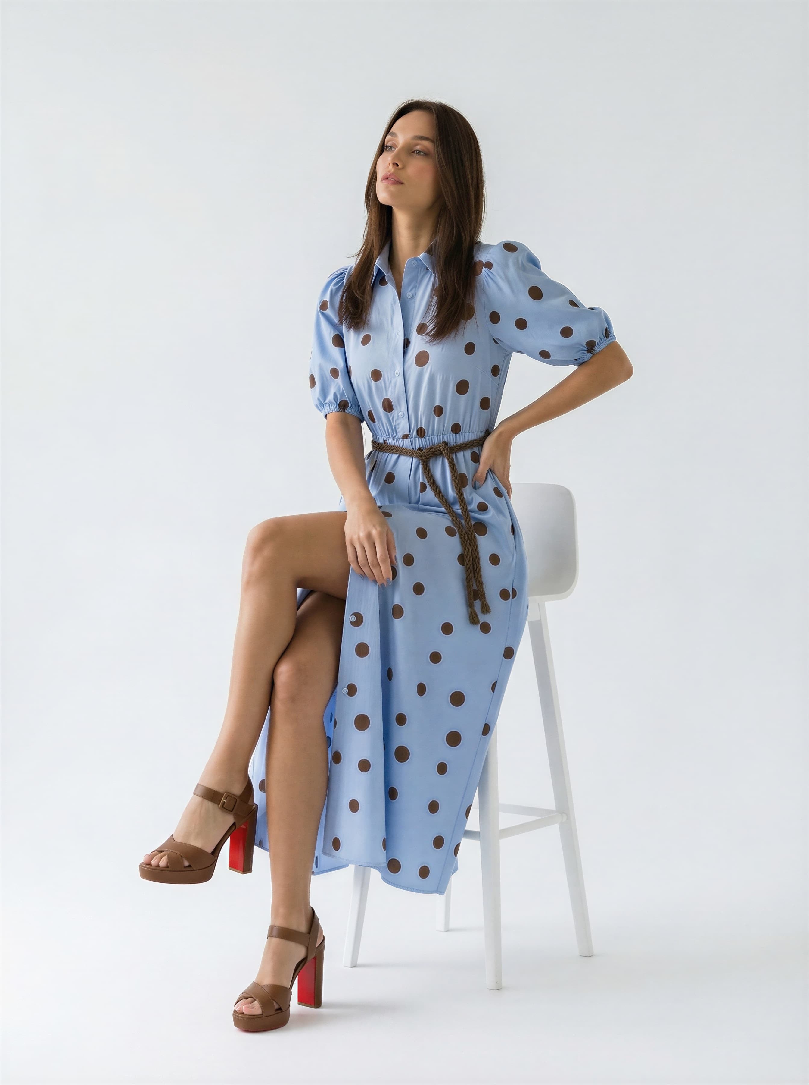 Abito Miravel - Azzurro pois marrone donna