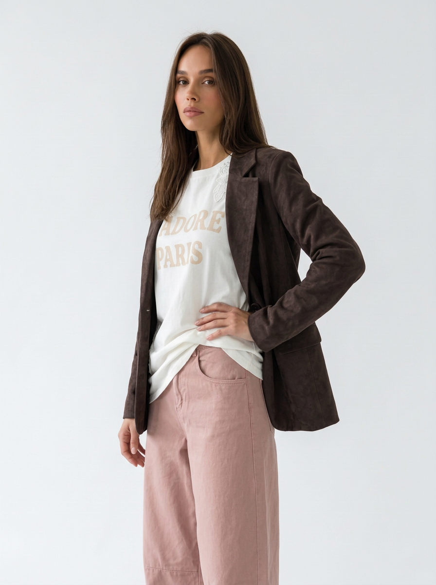 Giacca Katia in ecocamoscio – Marrone donna
