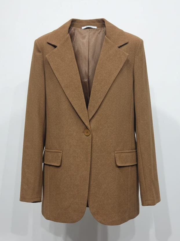 Giacca Vittoria monopetto effetto pelle – Cuoio donna