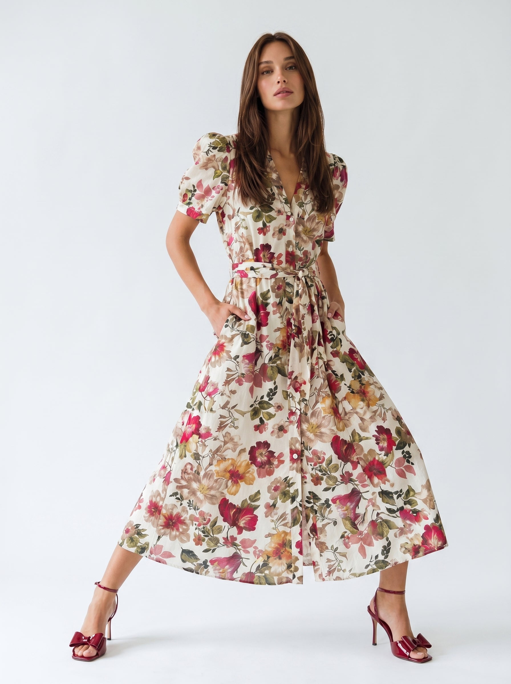 Abito Ofelia - Fiori Bordeaux donna