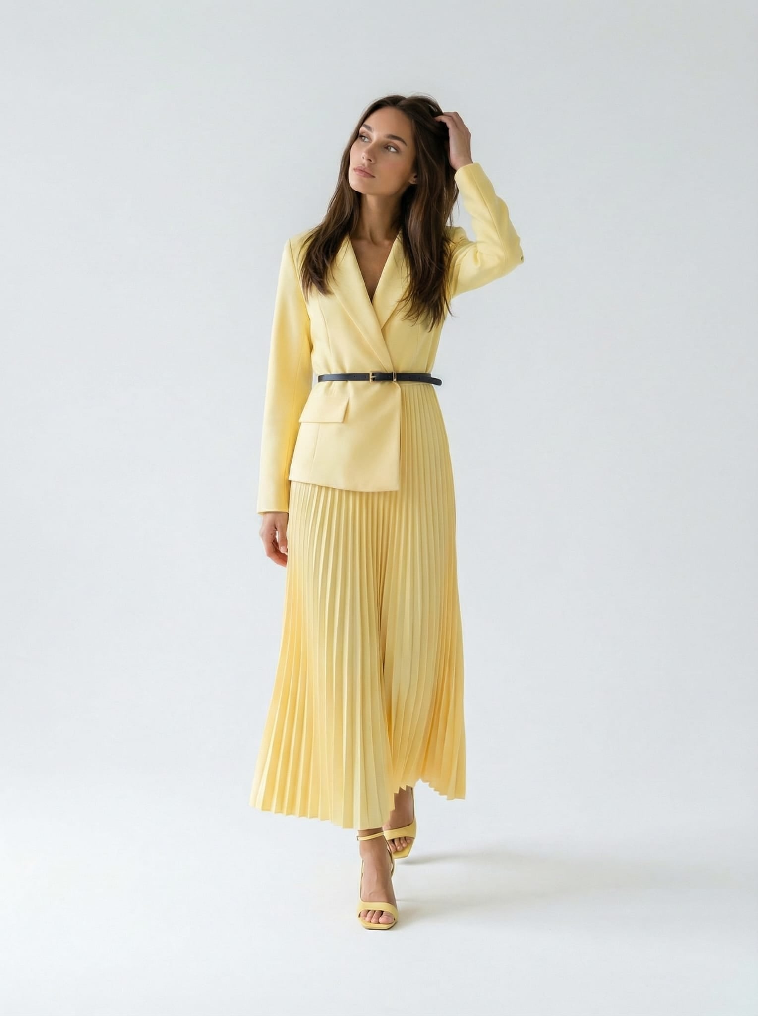 Abito Flavia plissé con effetto giacca – Giallo donna