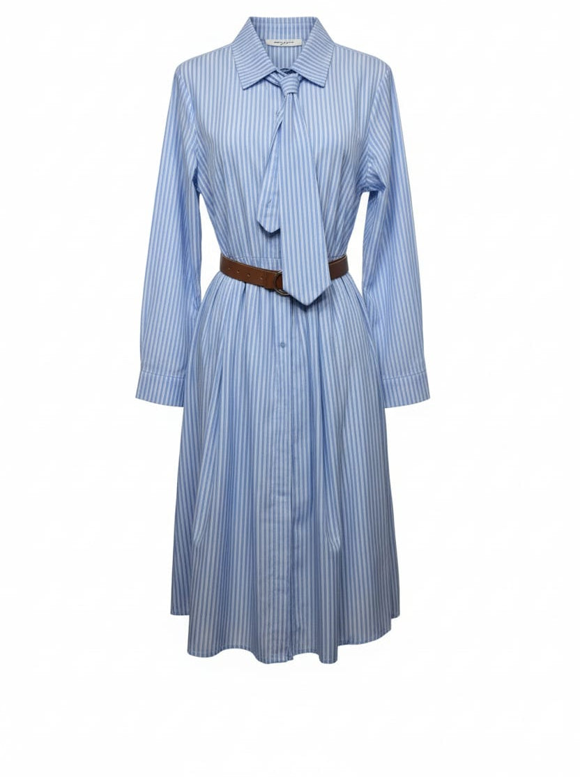 Abito chemisier Beatrice - Azzurro riga stretta donna