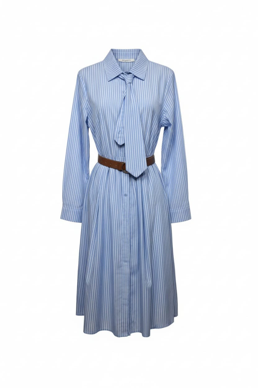 Abito chemisier Beatrice - Azzurro riga stretta donna