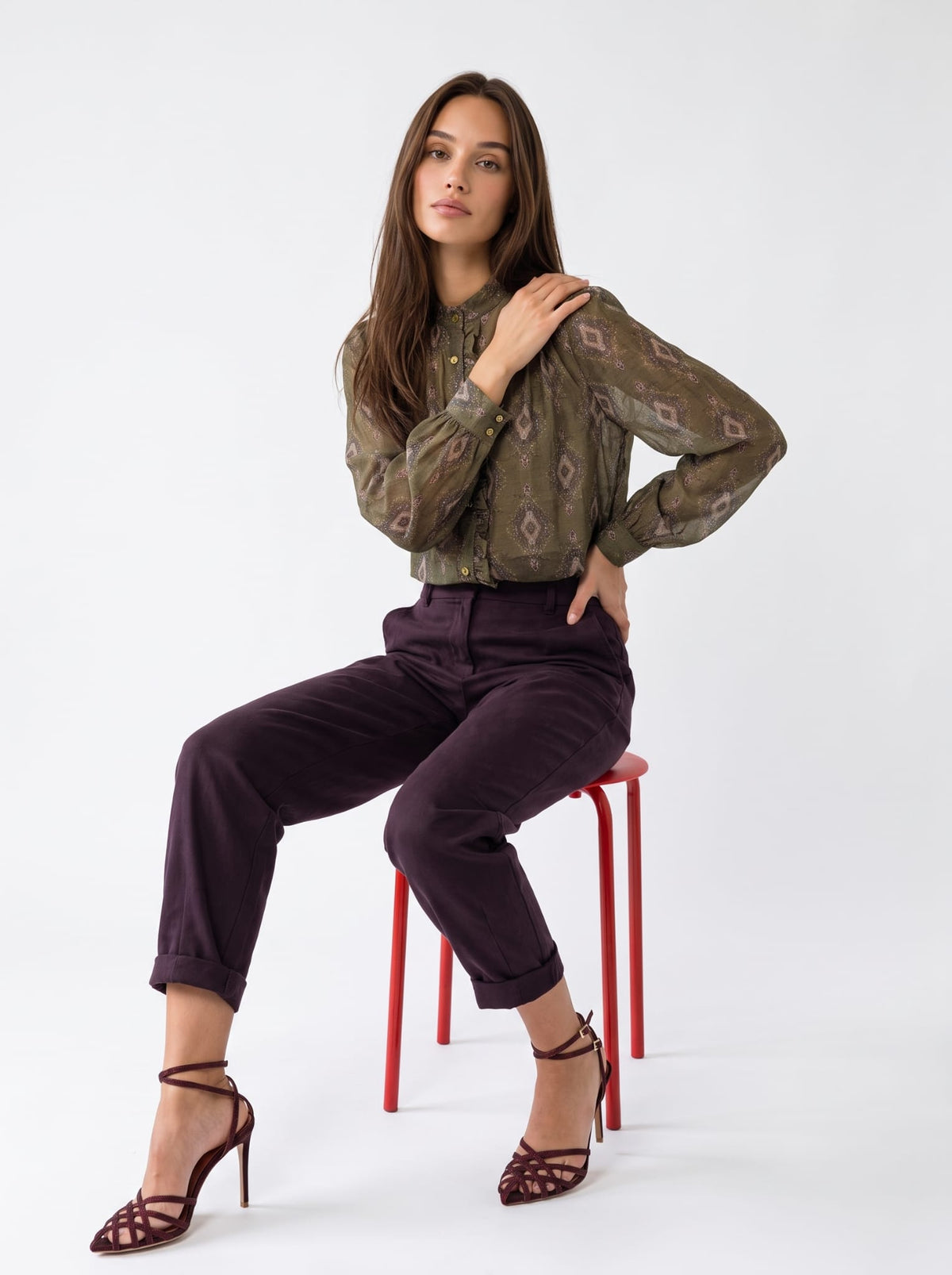 Camicia Ondine – Verde Oliva Multicolor Camicia donna