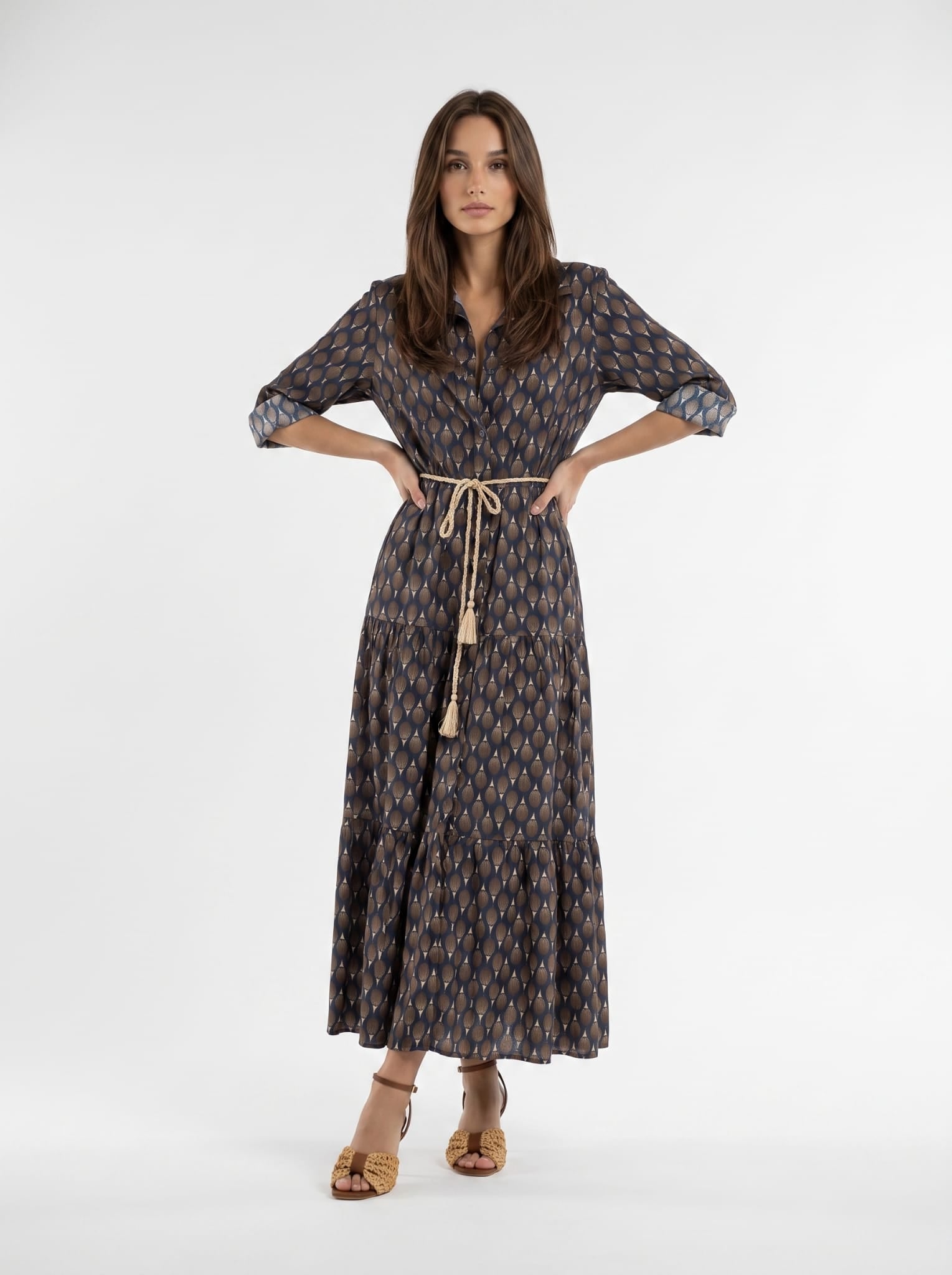 Abito Florelle chemisier in mussola - Blu a fantasia donna