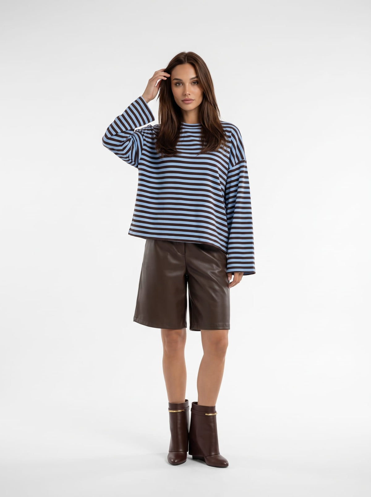 T-Shirt Mariselle – Azzurro/Marrone T-Shirt donna