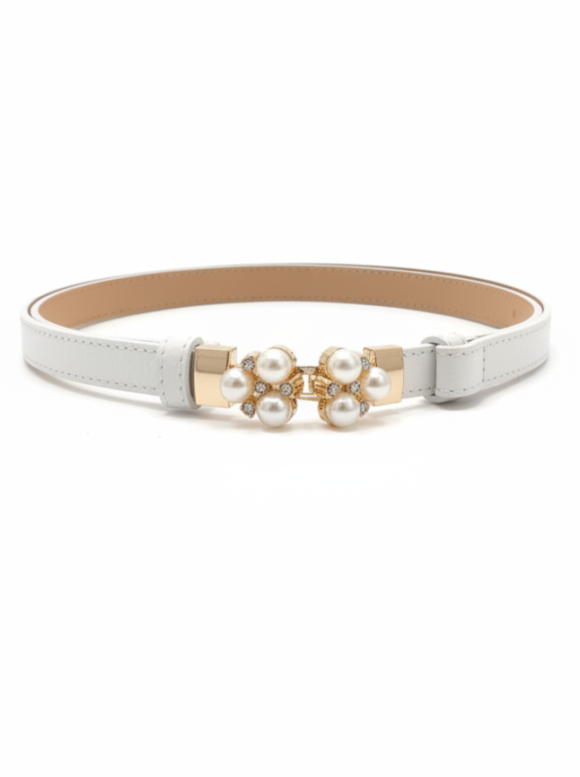 Cintura Perla in vera pelle con fibbia gioiello donna
