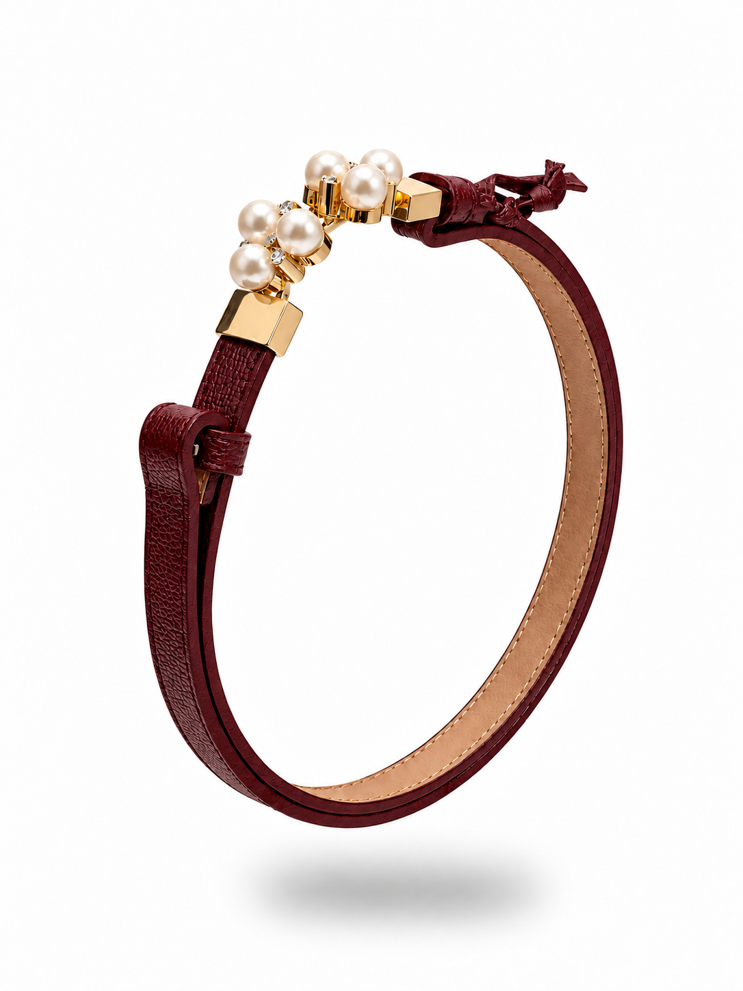 Cintura Perla in vera pelle con fibbia gioiello donna