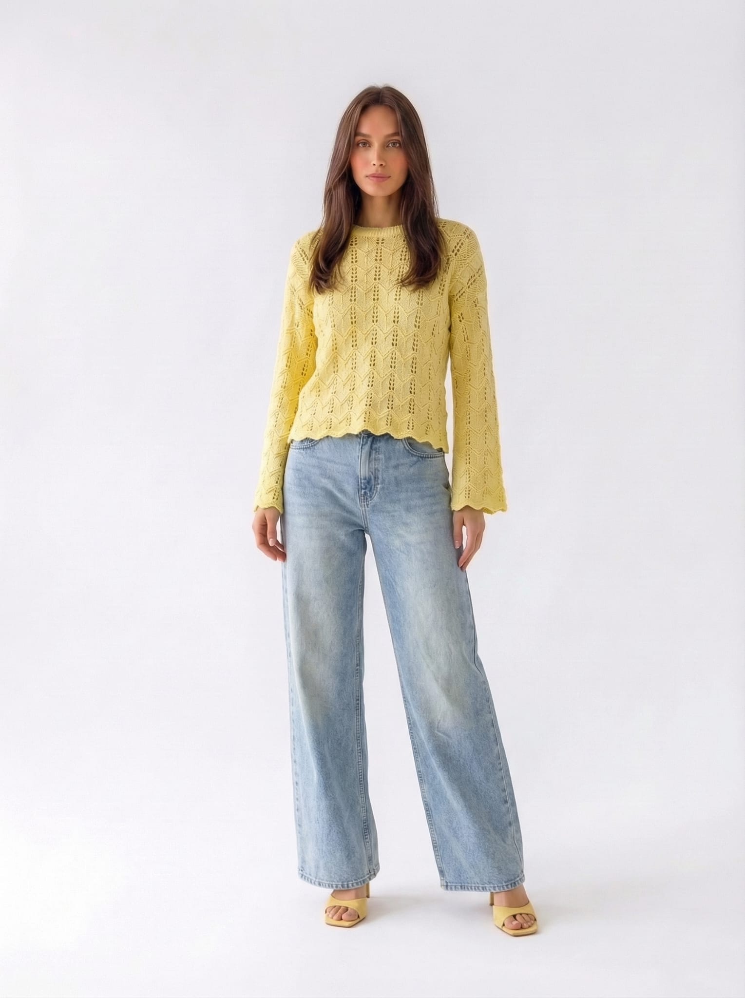 Pull Edera traforato - Giallo donna