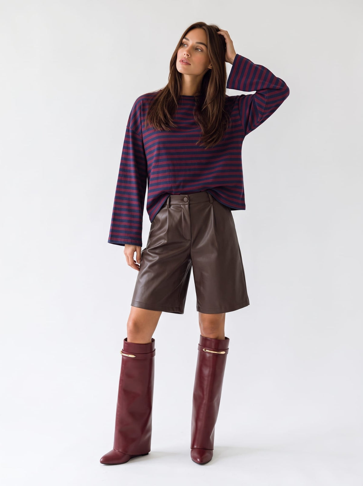 T-Shirt Mariselle – Bordeaux/Blu T-Shirt donna
