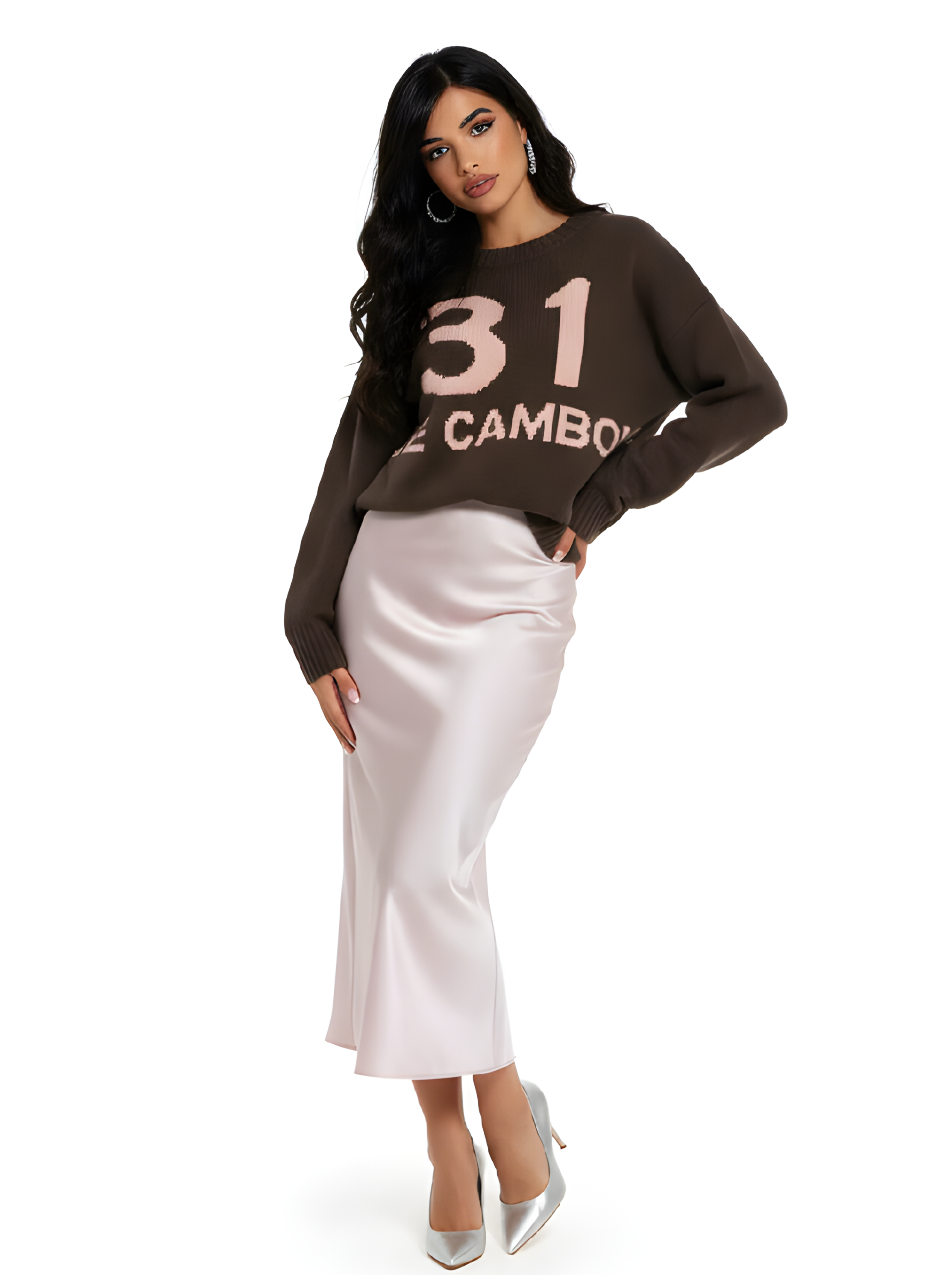 Rue – Pull lana caldo con stampa Marrone donna