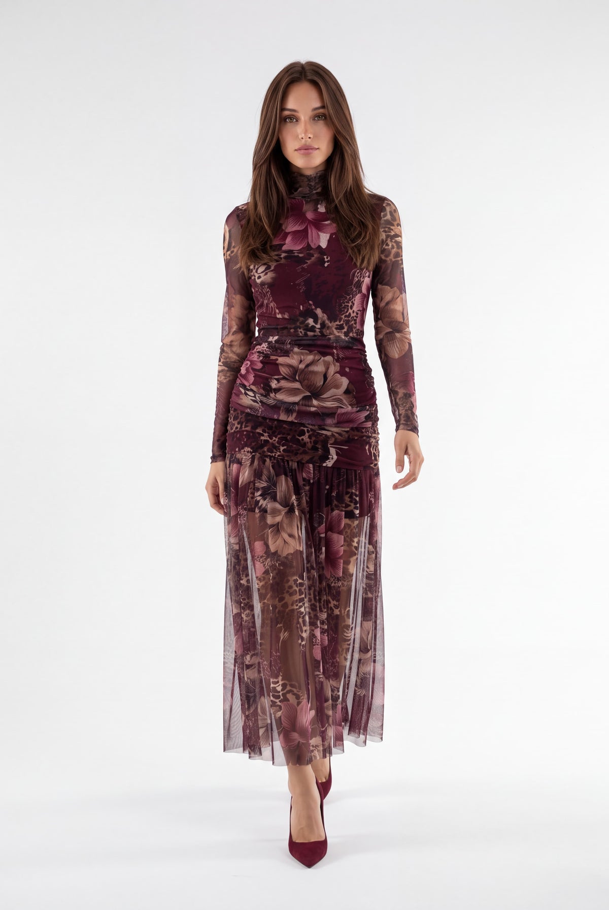 Abito Isabeau – Bordeaux / Animalier Abito donna