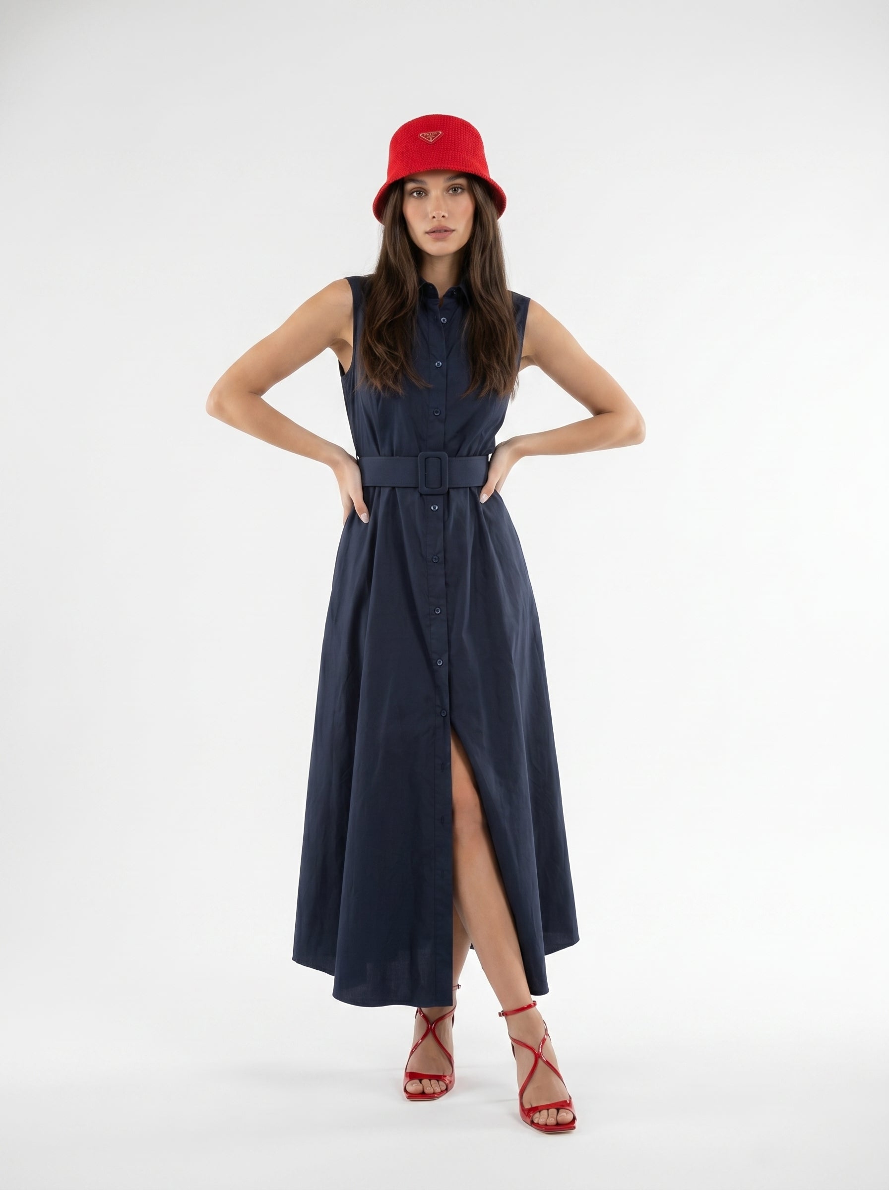 Abito Chemisier Olive - Blu donna