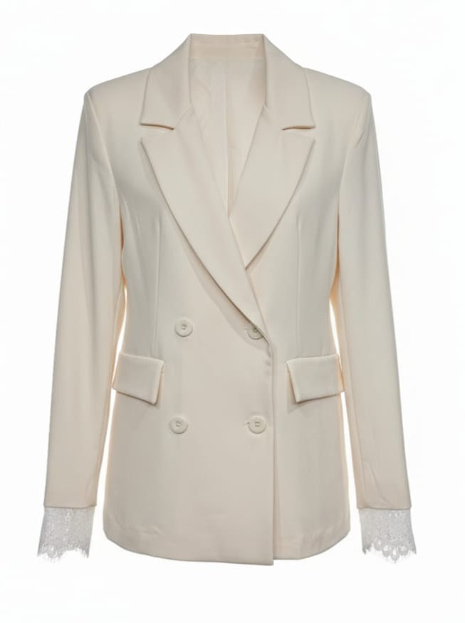 Giacca Celeste doppiopetto – Panna donna