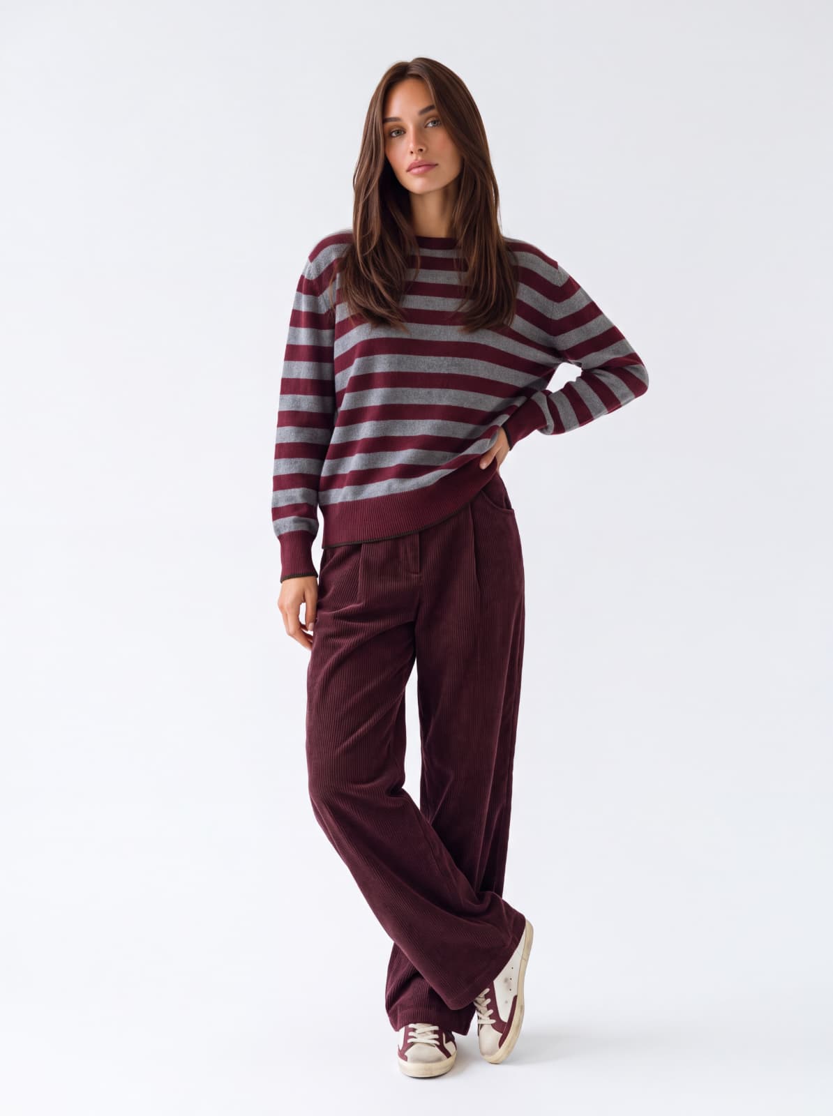 Pullover Roxane – Bordeaux/ Grigio Maglia donna