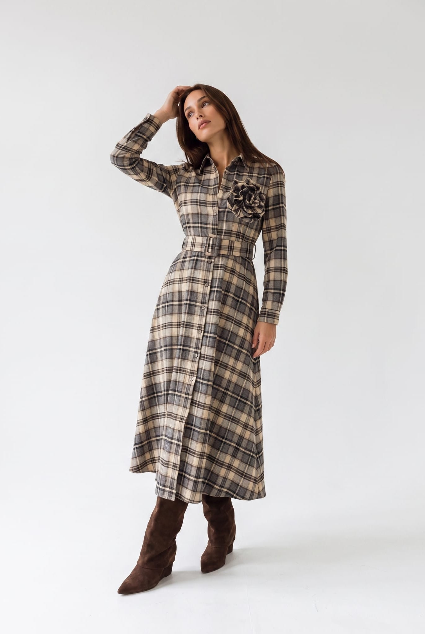 Chemisier Ottavia - Check Beige Abito donna