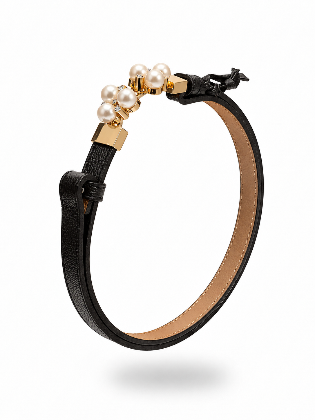 Cintura Perla in vera pelle con fibbia gioiello donna