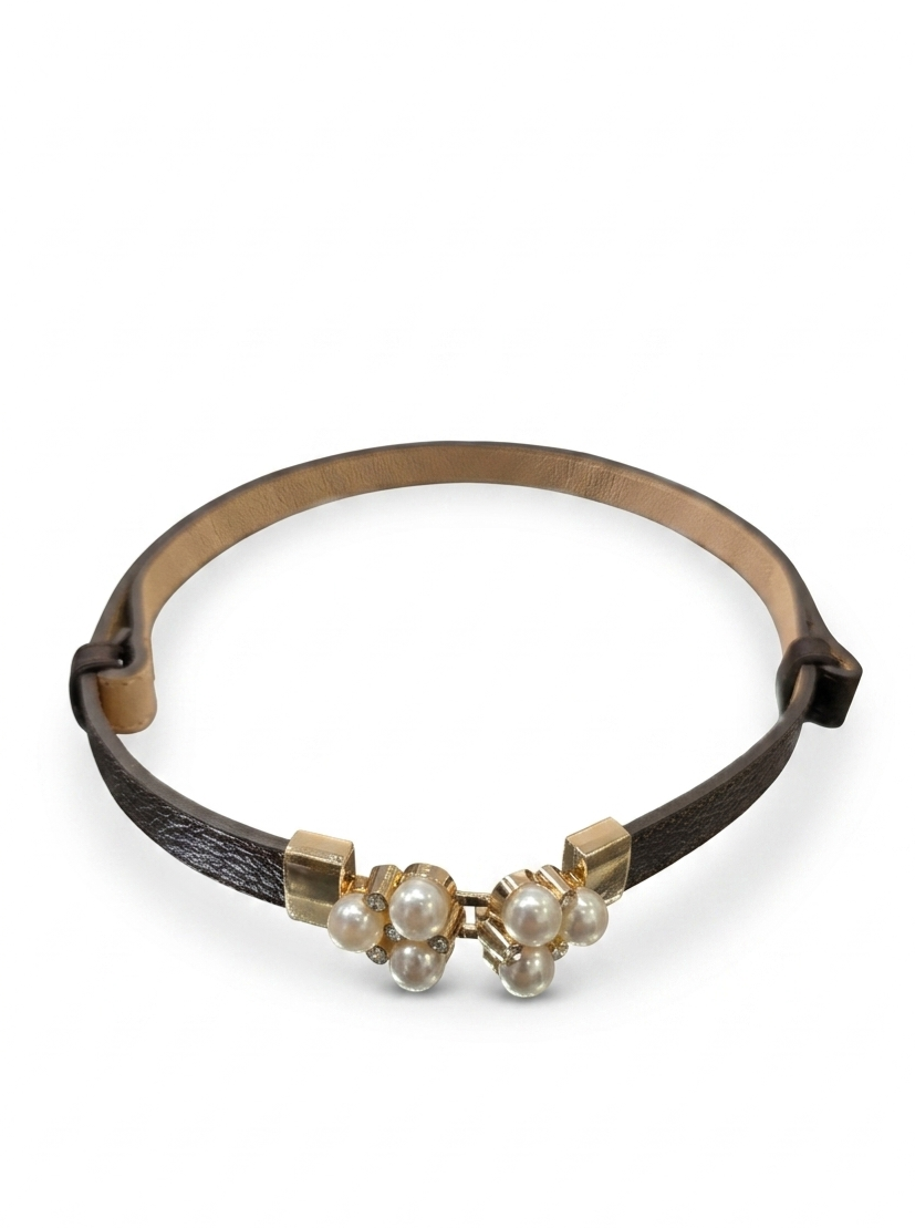 Cintura Perla in vera pelle con fibbia gioiello donna