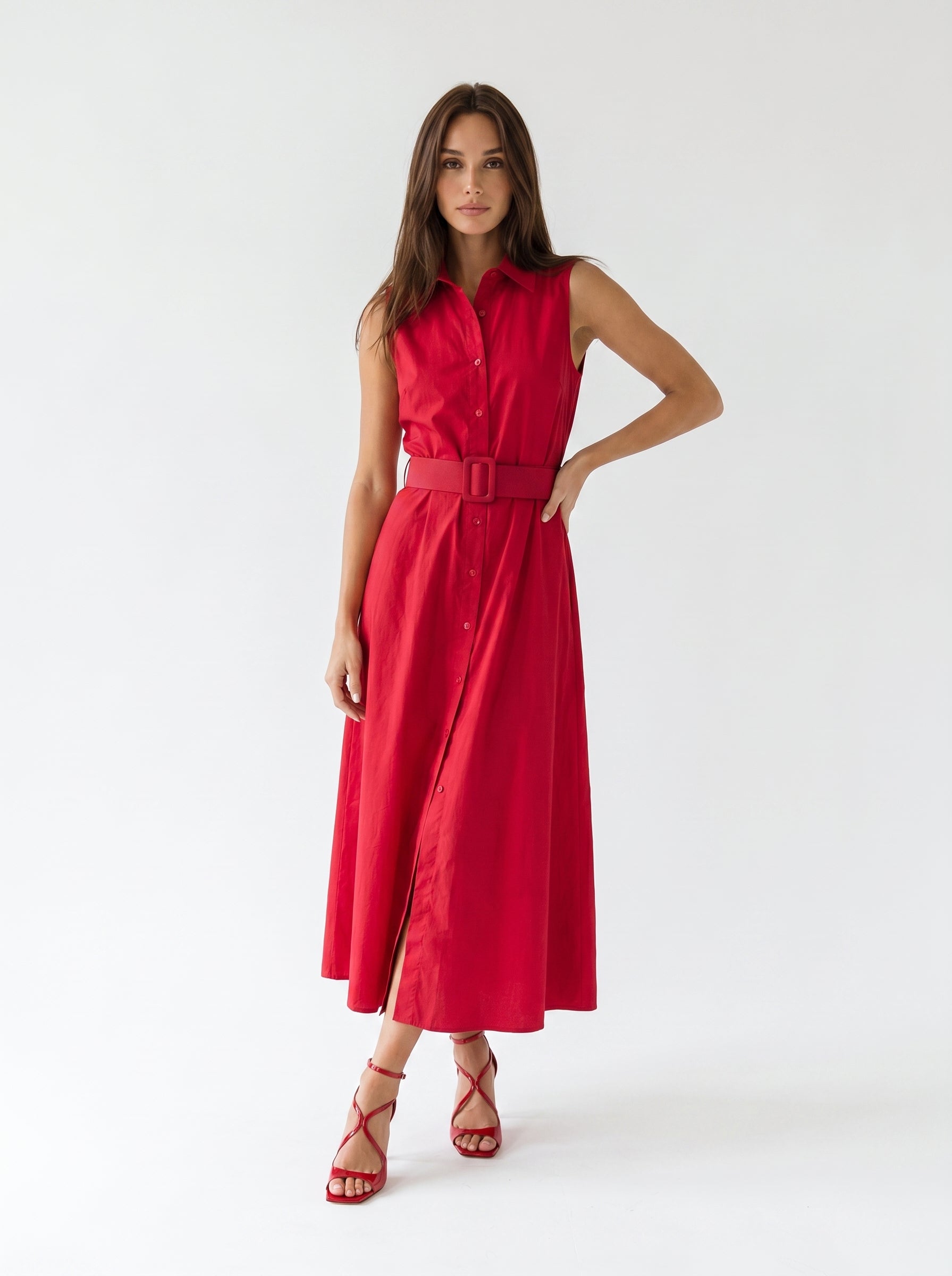 Abito Chemisier Olive - Rosso donna