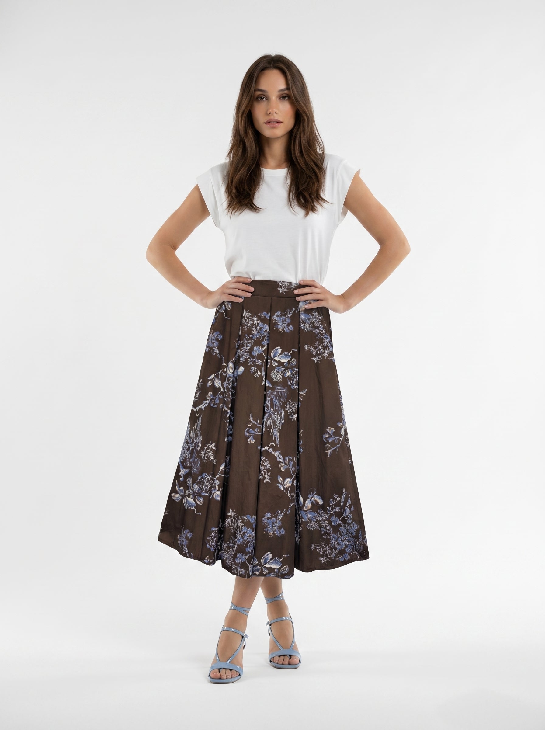 Gonna Fiora - Marrone e azzurra a fiori donna