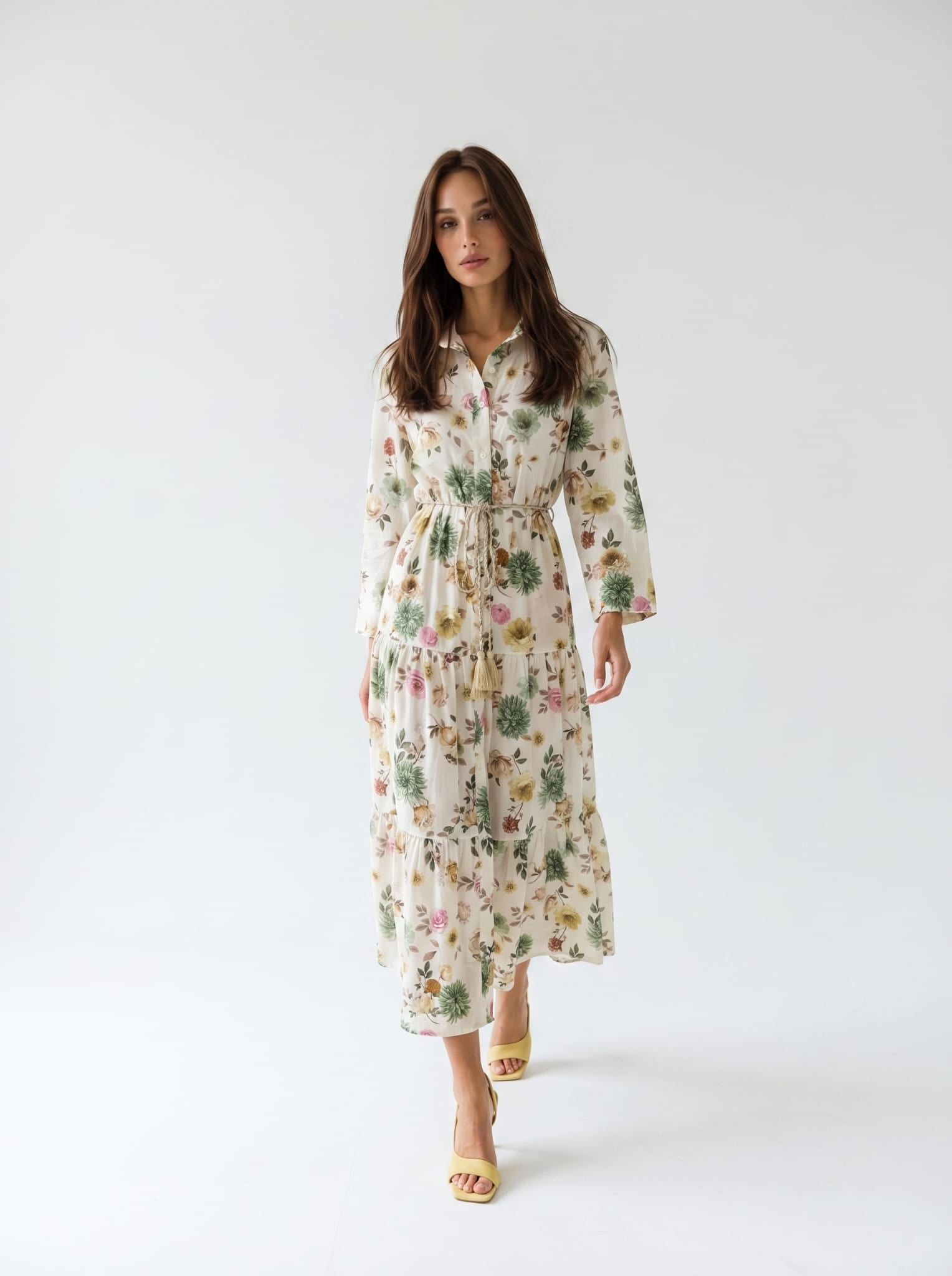 Abito Florelle chemisier fiori di campo - Verde donna