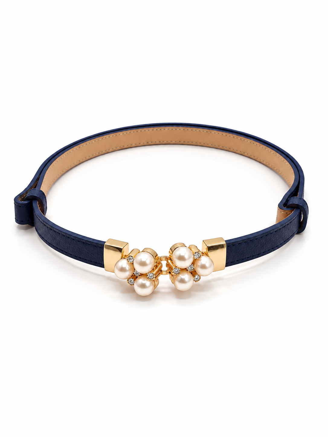 Cintura Perla in vera pelle con fibbia gioiello donna