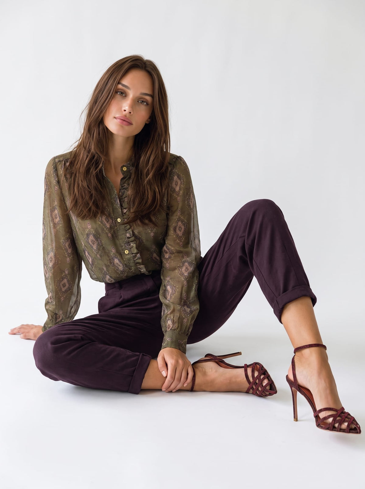 Camicia Ondine – Verde Oliva Multicolor Camicia donna