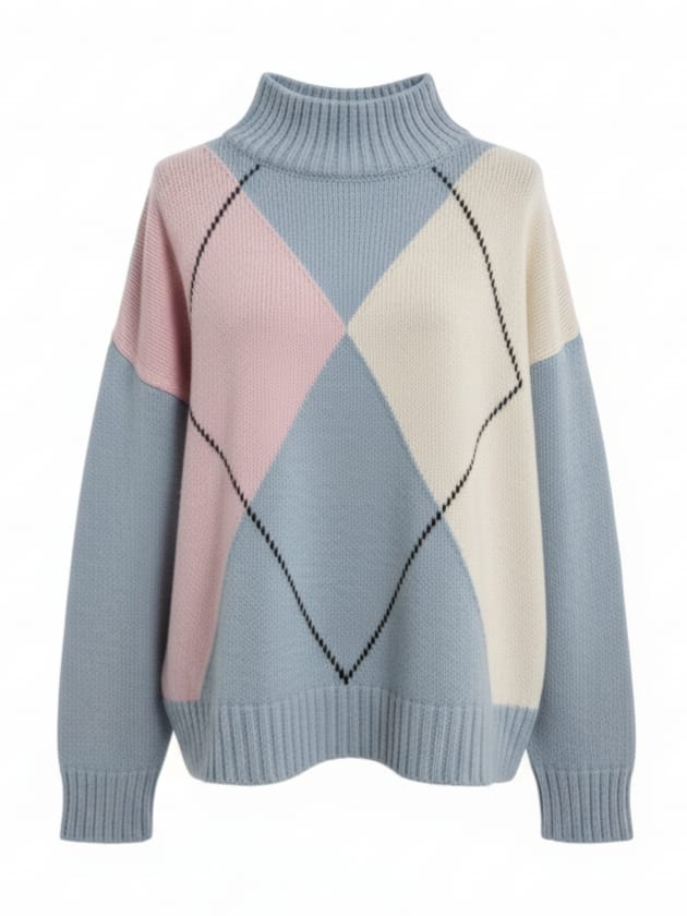 Mila – Pull caldo in lana con rombi Carta da Zucchero donna