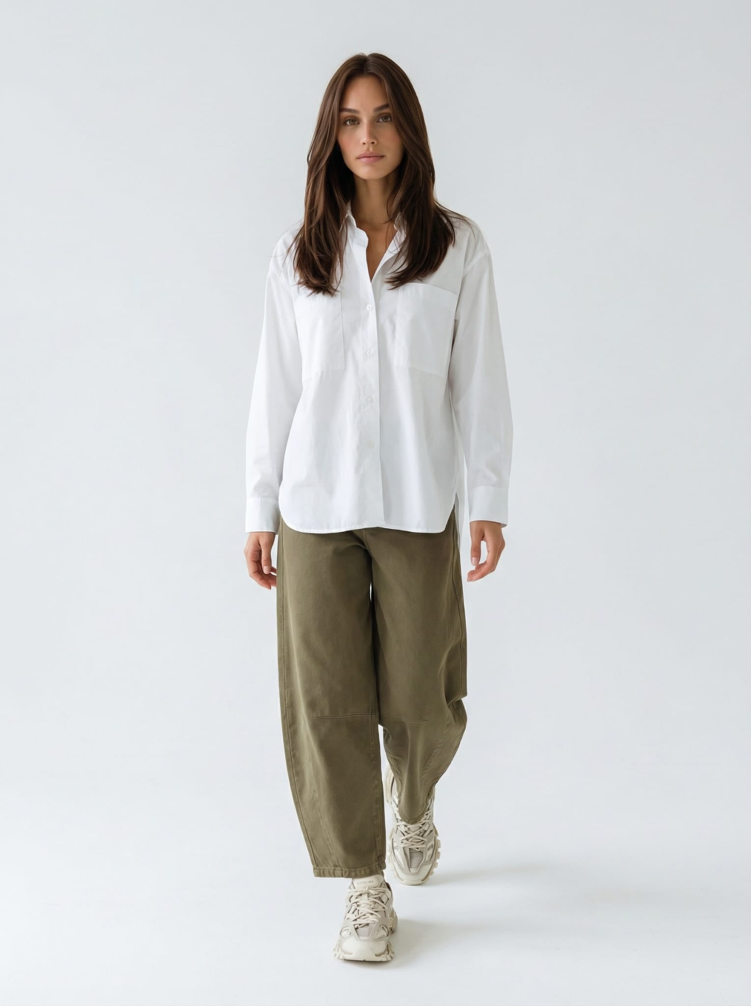 Camicia Victoria over con doppia tasca – Bianco donna