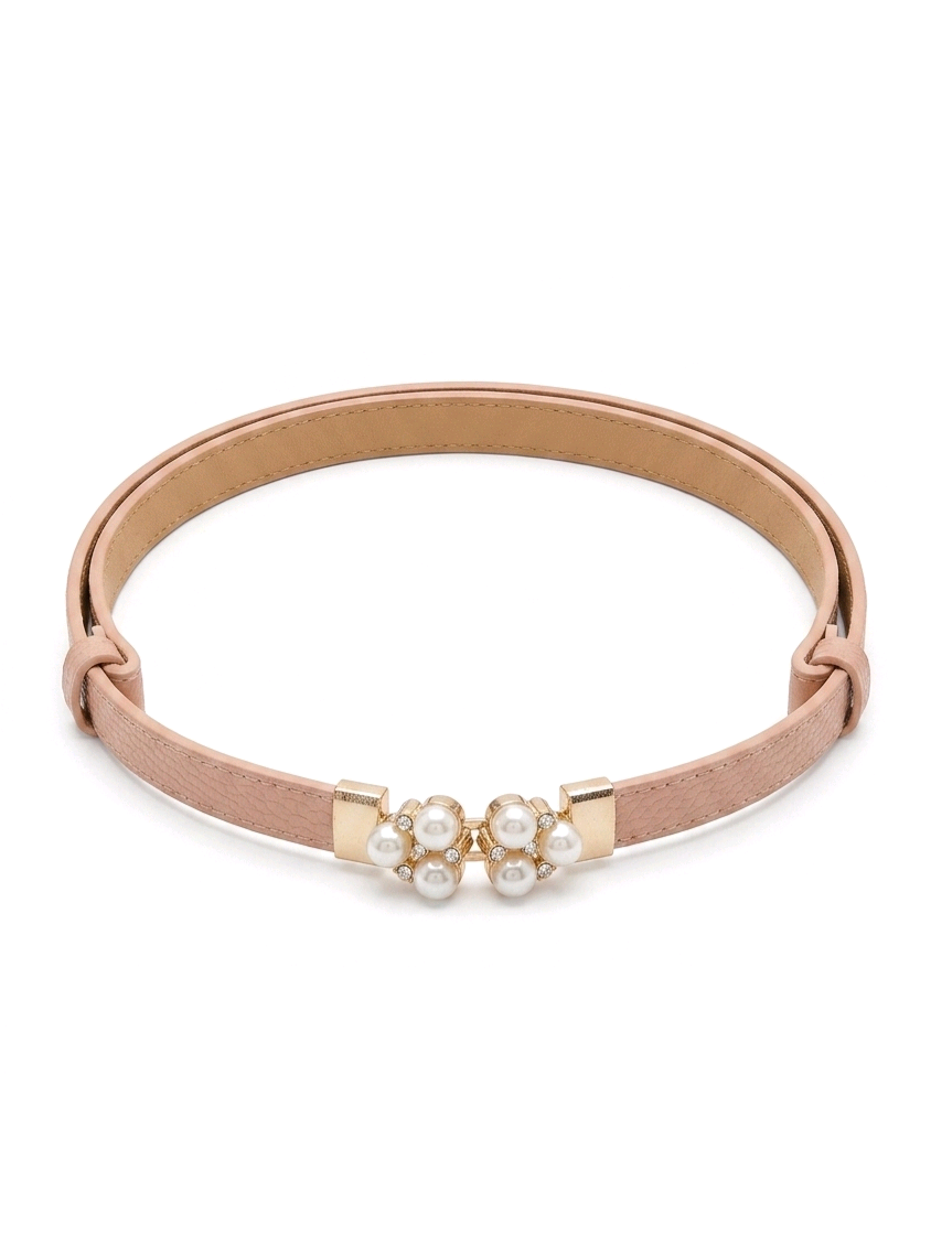 Cintura Perla in vera pelle con fibbia gioiello donna