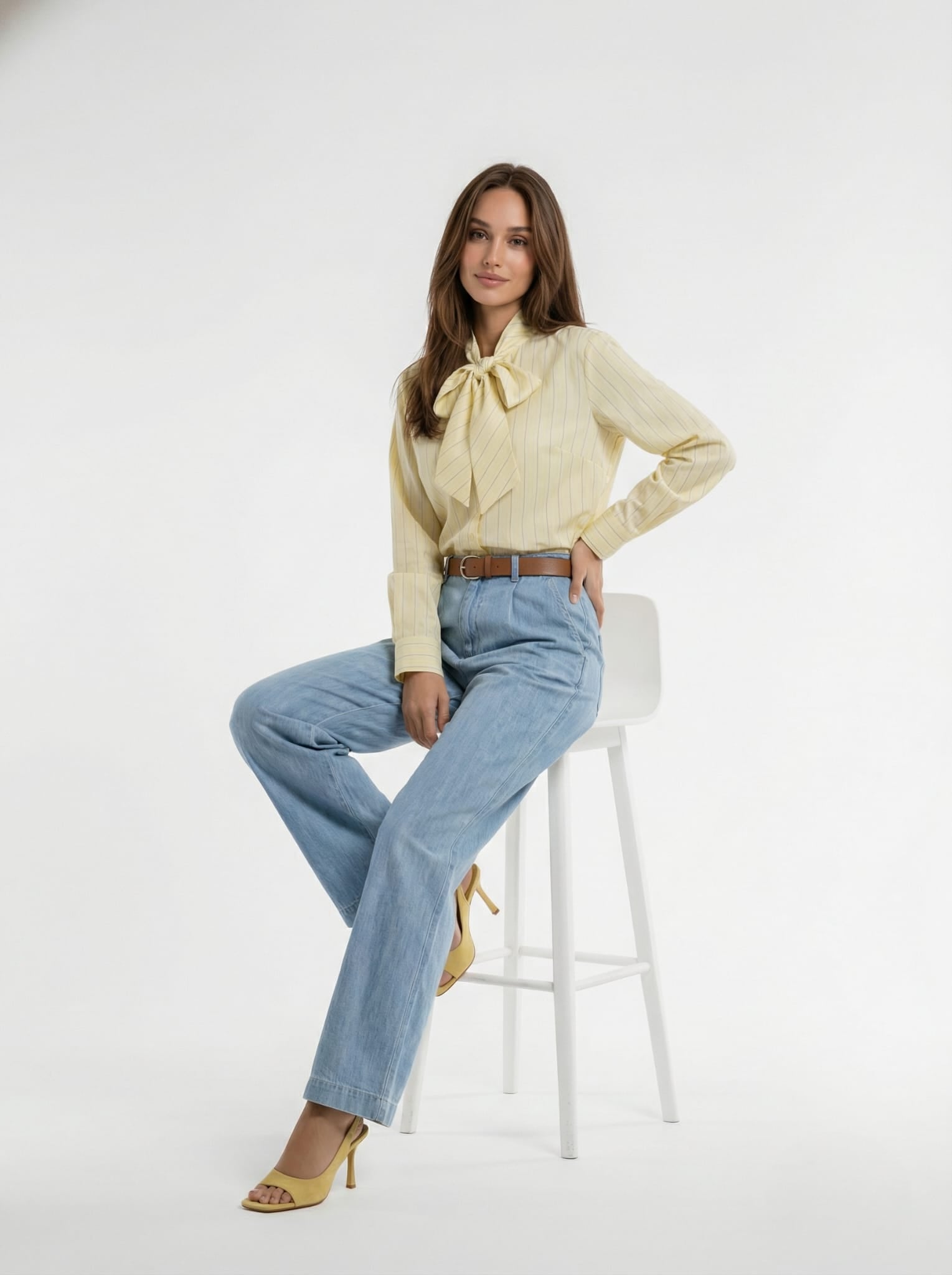 Camicia Adele con fiocco – Giallo chiaro donna