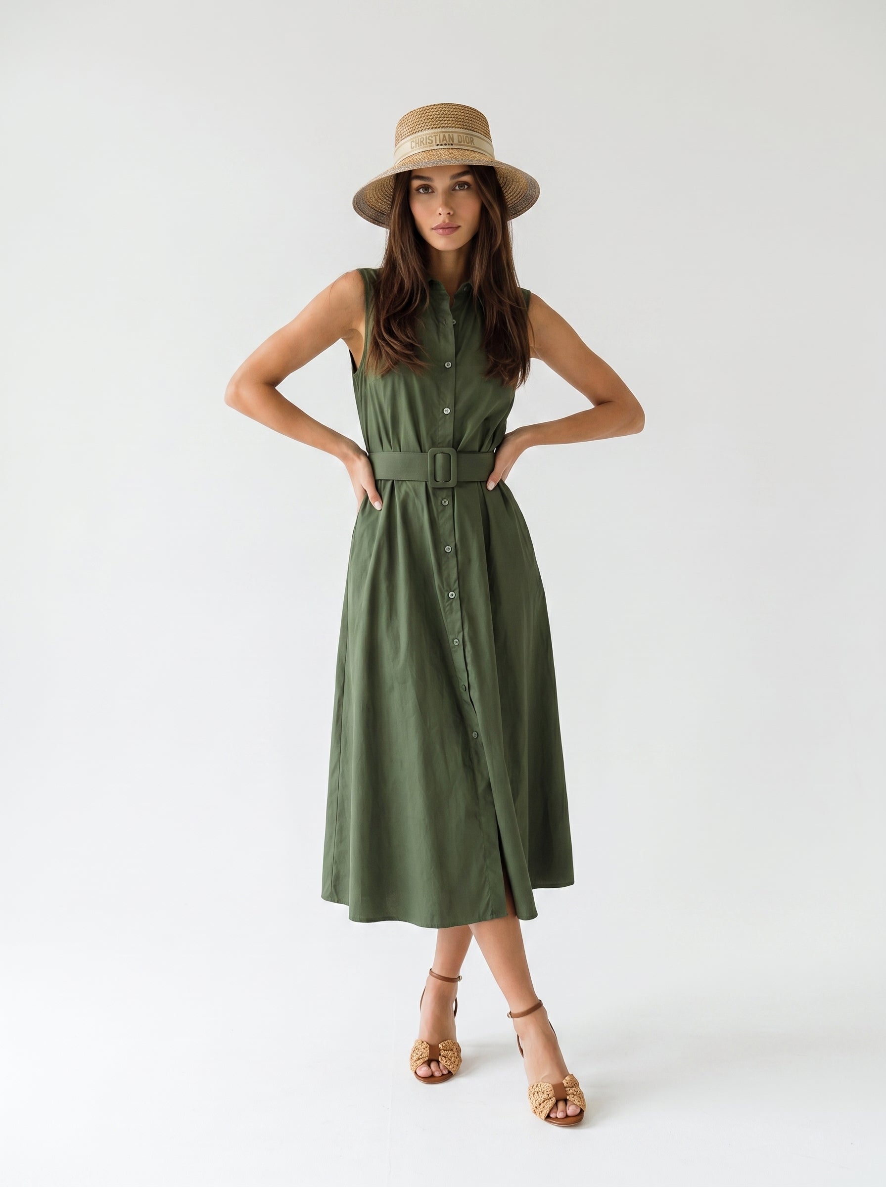 Abito Chemisier Olive - Verde donna