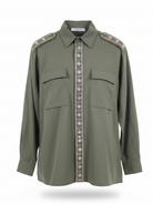 Camicia giacca Daphne con applicazioni gioiello – Verde militare donna