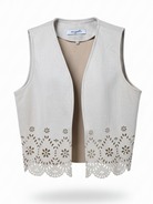 Gilet Nadia in ecopelle traforata – Beige donna